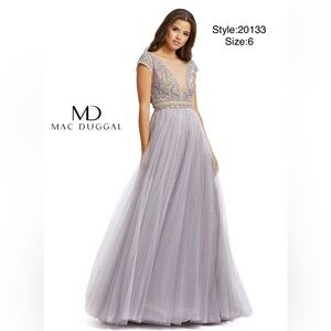 Cap sleeve beaded bodice A-line gown